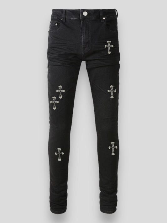 Urbandel pants Urbandel Black Cross Crystal Skinny Jeans