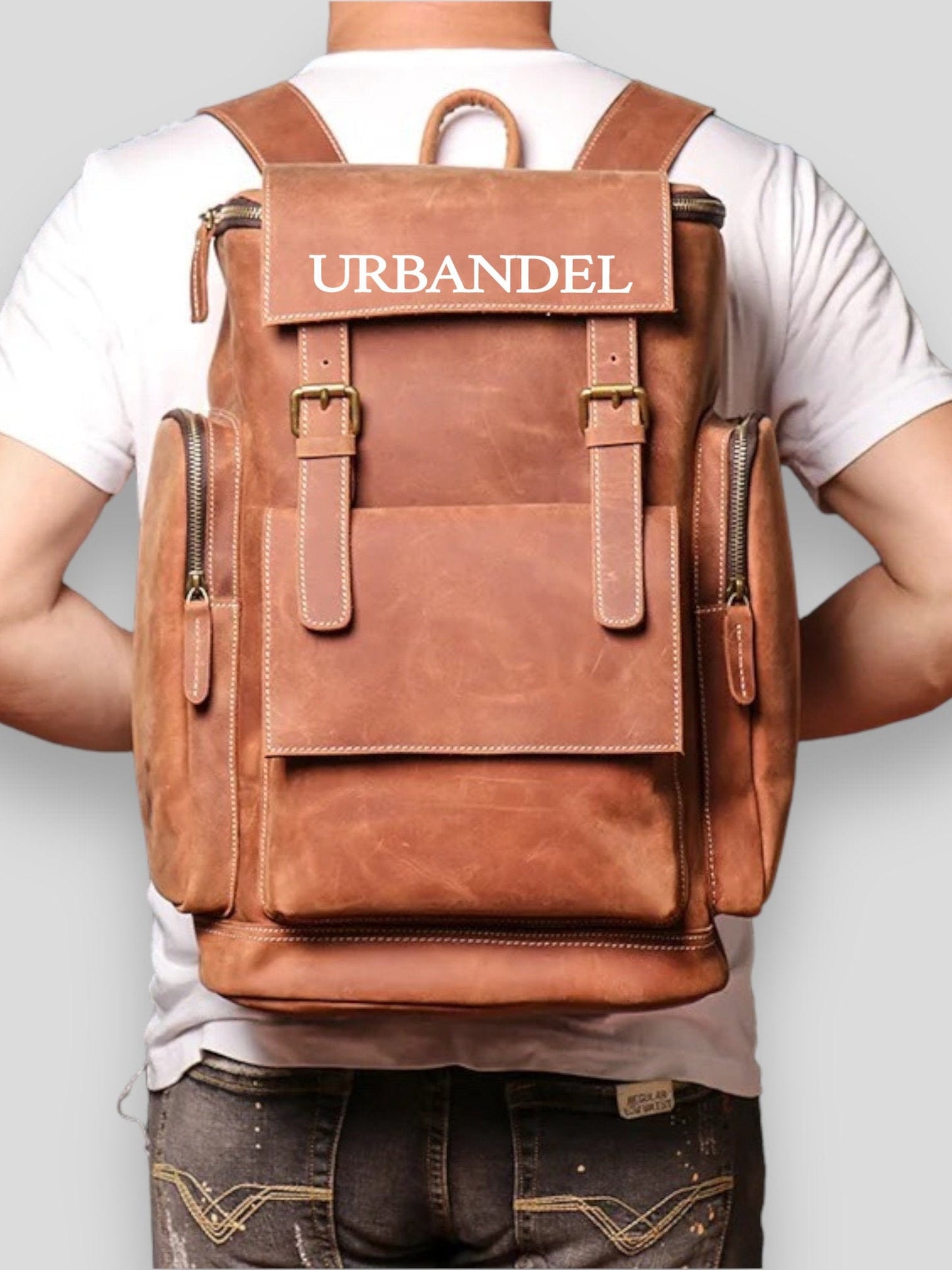 Urbandel backpacks Dark Brown / 29*18*43 cm Urbandel Vintage Custom Leather Backpack