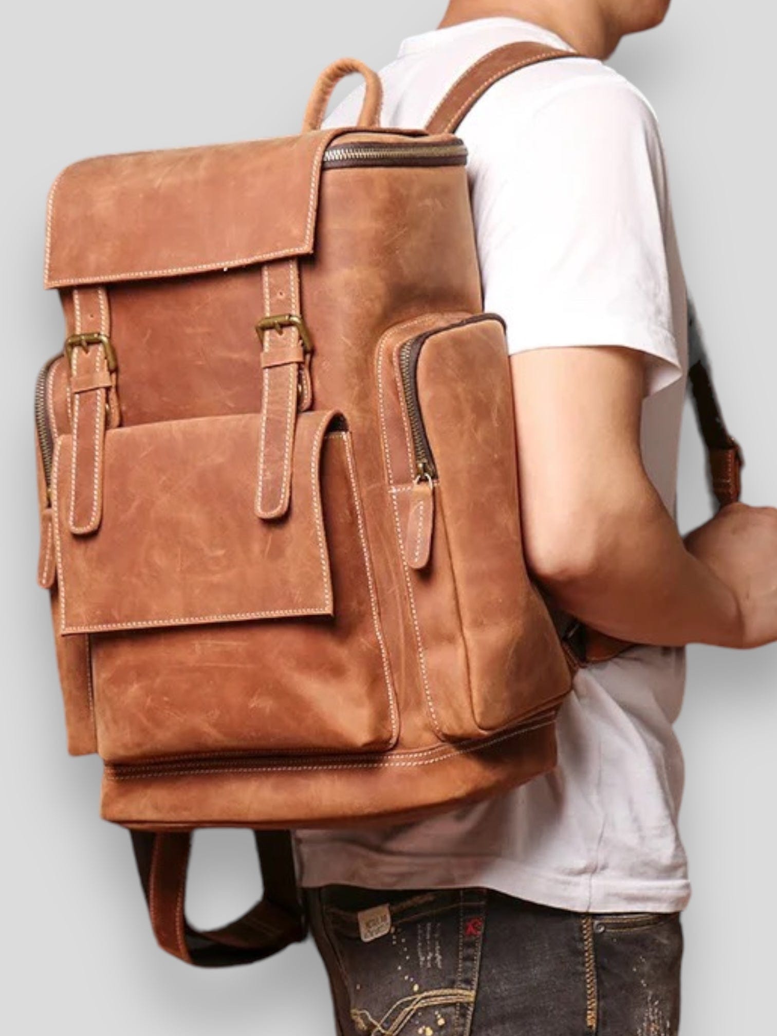 Urbandel backpacks Dark Brown / 29*18*43 cm Urbandel Vintage Custom Leather Backpack